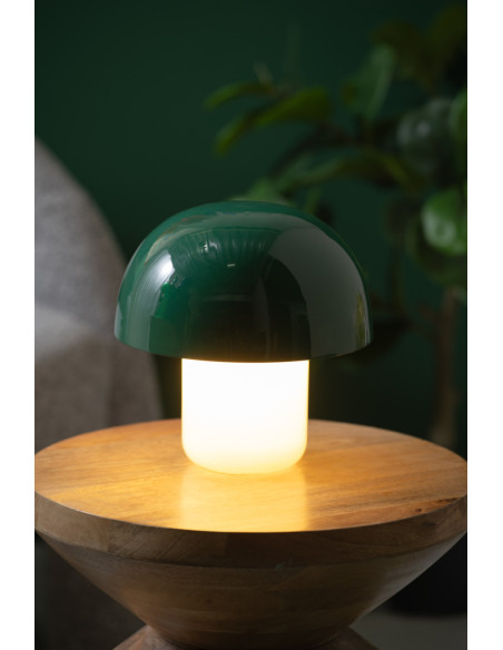 Lampe champignon verte métal et verre 20 cm Mini Mushroom Leitmotiv - 2
