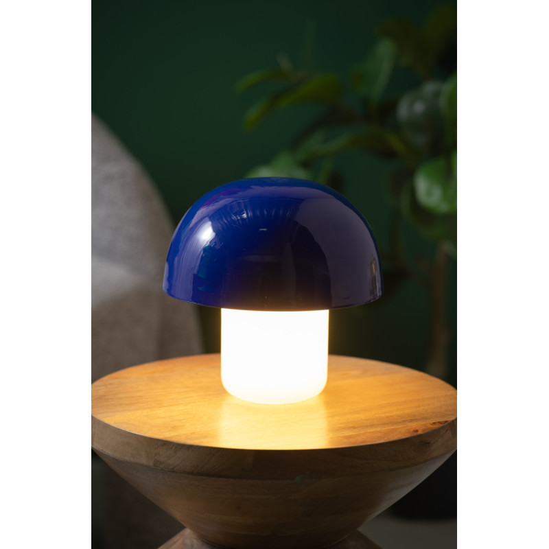 Lampe champignon bleue métal et verre 20 cm Mini Mushroom Leitmotiv - 2