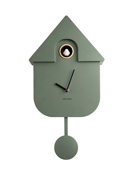 Horloge coucou murale verte 21,5x8,5x41 cm Modern Cuckoo Karlsson - 1