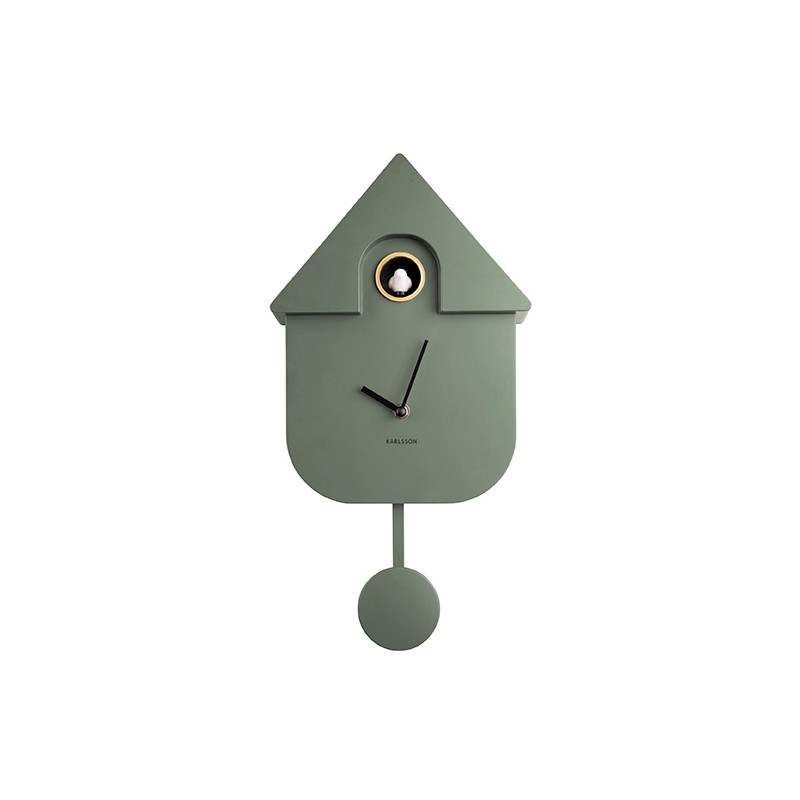 Horloge coucou murale verte 21,5x8,5x41 cm Modern Cuckoo Karlsson - 1