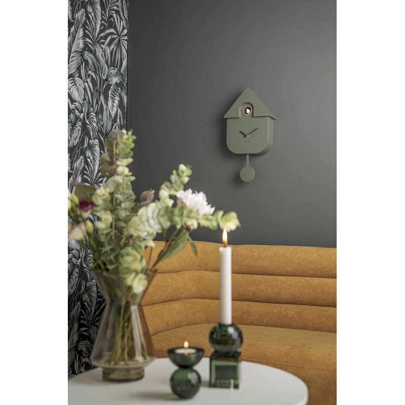 Horloge coucou murale verte 21,5x8,5x41 cm Modern Cuckoo Karlsson - 2