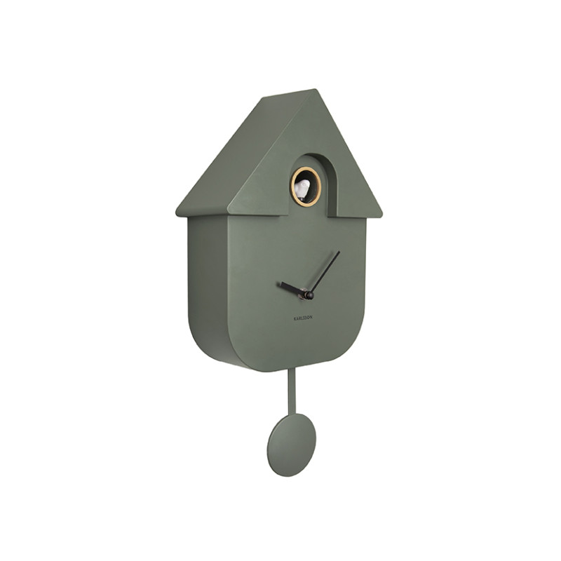 Horloge coucou murale verte 21,5x8,5x41 cm Modern Cuckoo Karlsson - 3