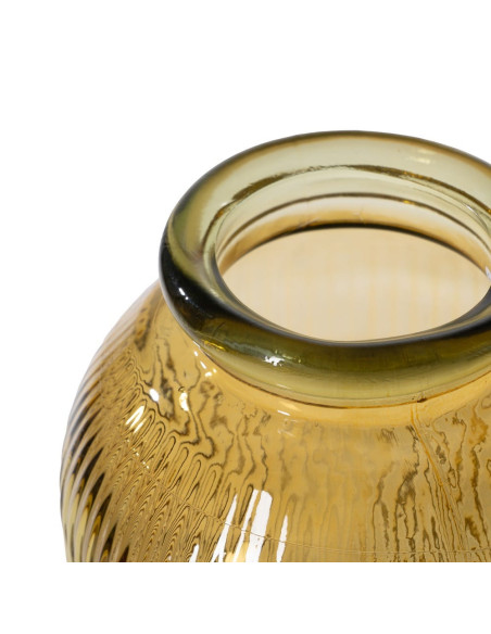Grand vase de sol verre recyclé jaune ambré strié 27x27x72 cm Ammoura Ixia - 2