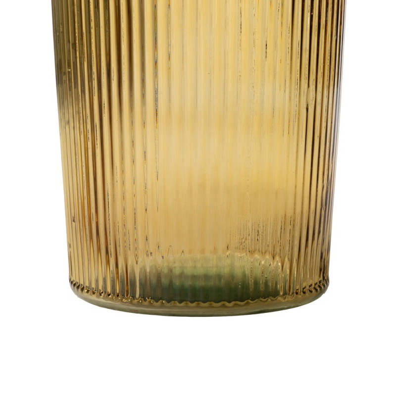 Grand vase de sol verre recyclé jaune ambré strié 27x27x72 cm Ammoura Ixia - 5
