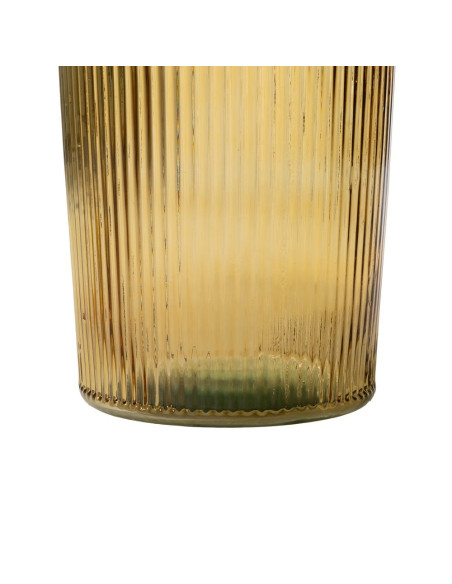 Grand vase de sol verre recyclé jaune ambré strié 27x27x72 cm Ammoura Ixia - 5