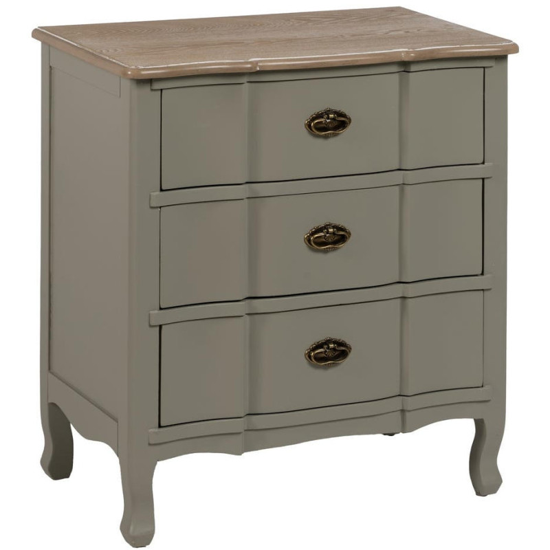 Table de chevet 3 tiroirs bois taupe 66x40x76 cm Roviane Ixia - 1