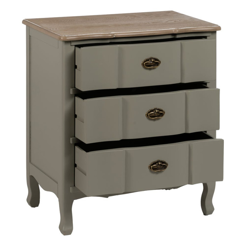 Table de chevet 3 tiroirs bois taupe 66x40x76 cm Roviane Ixia - 2