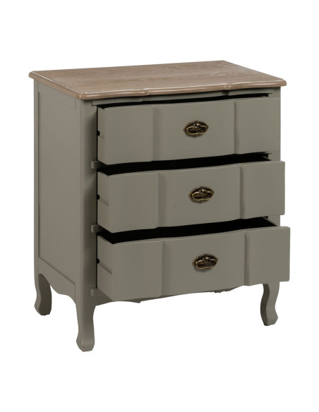 Table de chevet 3 tiroirs bois taupe 66x40x76 cm Roviane Ixia - 2