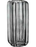 Vase en verre gris fumé strié 14x14x28 cm Tynset
