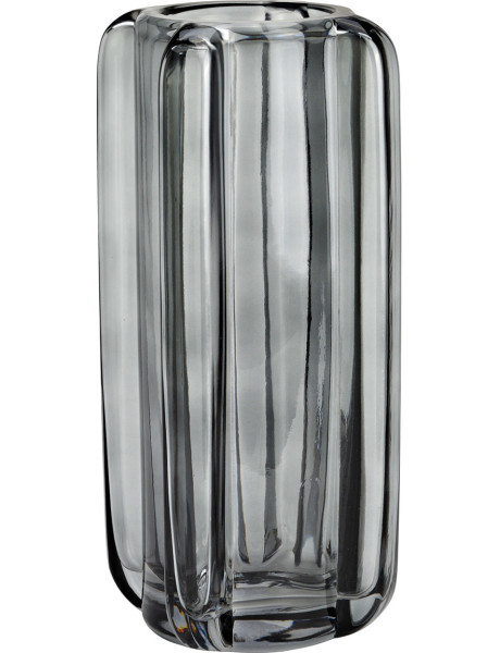 Vase en verre gris fumé strié 14x14x28 cm Tynset Wurm - 1