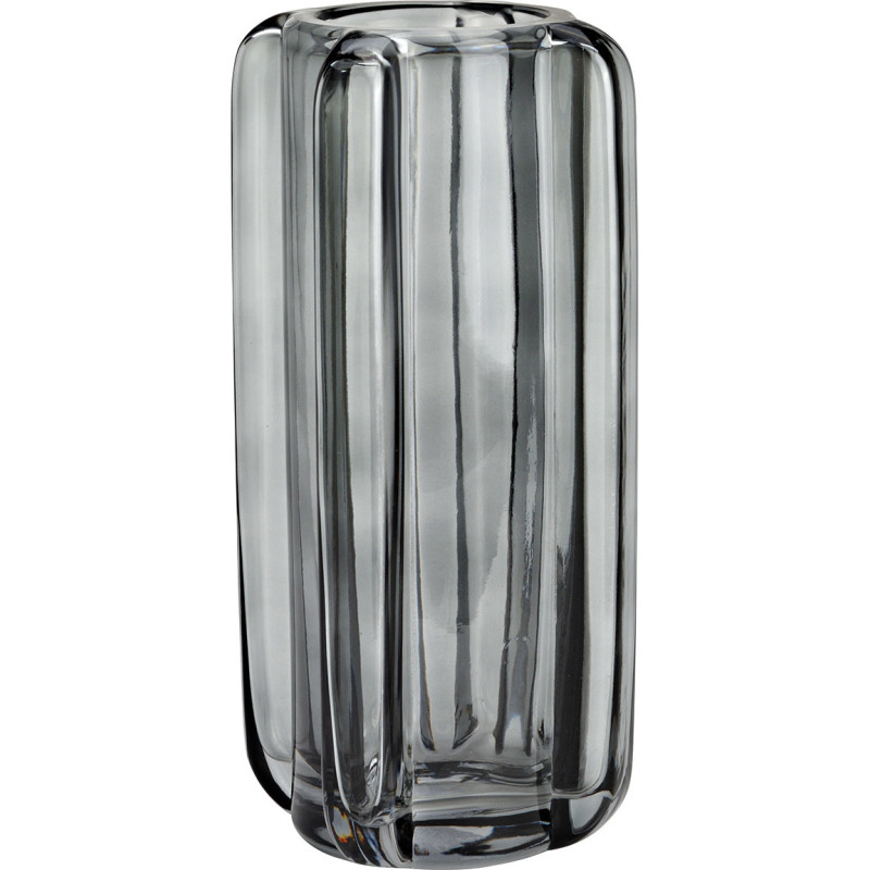 Vase en verre gris fumé strié 14x14x28 cm Tynset Wurm - 1