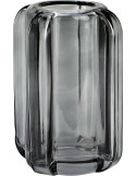 Vase en verre gris fumé strié 14x14x20 cm Tynset