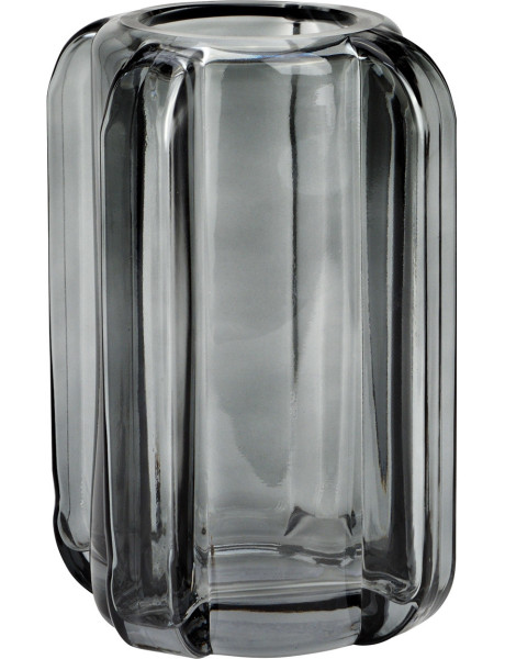 Vase en verre gris fumé strié 14x14x20 cm Tynset Wurm - 1