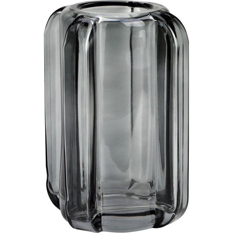 Vase en verre gris fumé strié 14x14x20 cm Tynset Wurm - 1