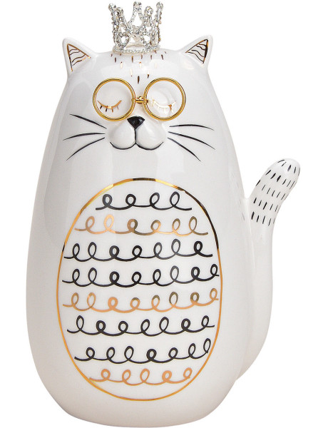 Statuette chat céramique blanche 12x10x17 cm Milorane Wurm - 1