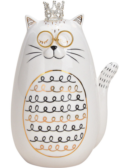 Statuette chat céramique blanche 12x10x17 cm Milorane Wurm - 1