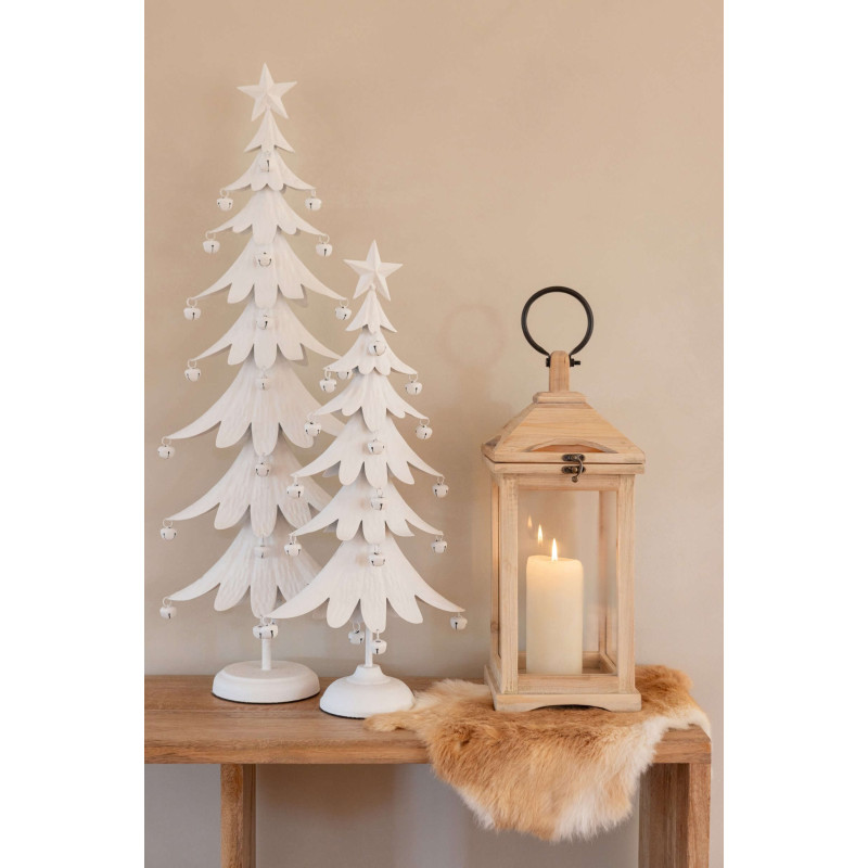 Lanterne photophore bois naturel et verre 18x19x44 cm Aulus J-Line - 2