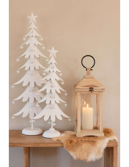 Lanterne photophore bois naturel et verre 18x19x44 cm Aulus J-Line - 2