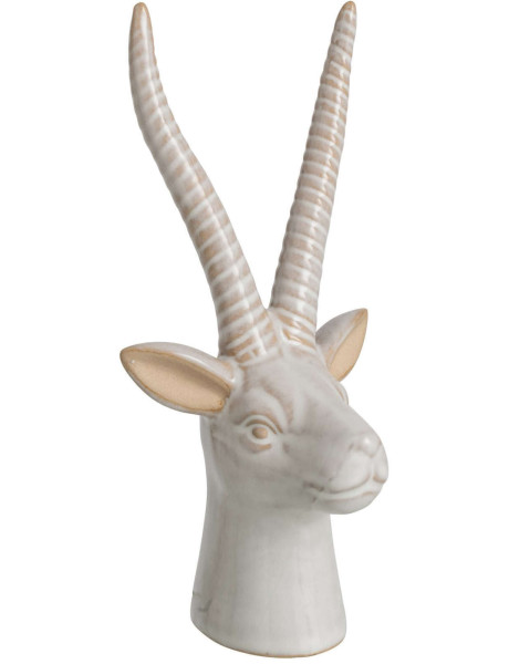Tête d’antilope décorative porcelaine écrue 19 cm Bovec J-Line - 1