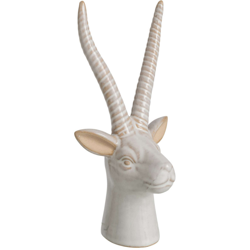Tête d’antilope décorative porcelaine écrue 19 cm Bovec J-Line - 1