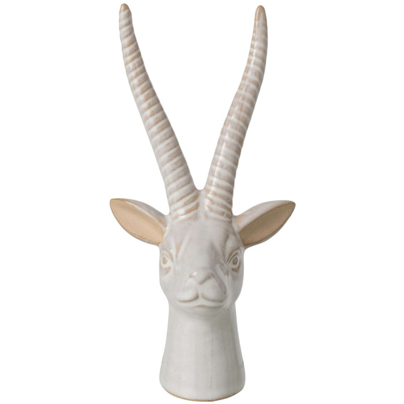 Tête d’antilope décorative porcelaine écrue 19 cm Bovec J-Line - 2