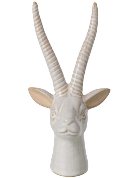 Tête d’antilope décorative porcelaine écrue 19 cm Bovec J-Line - 2