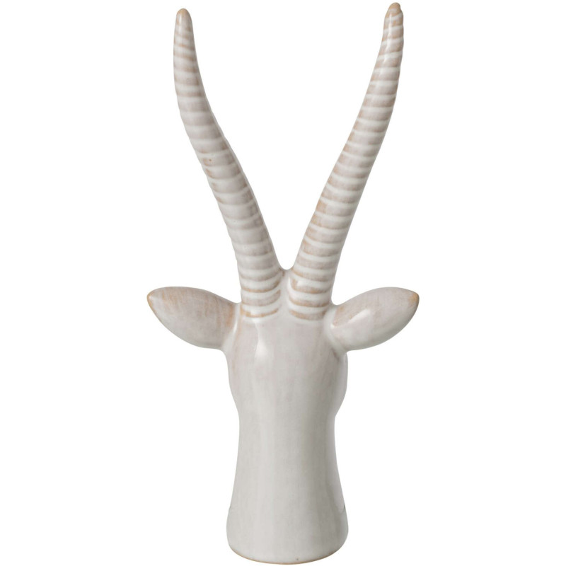 Tête d’antilope décorative porcelaine écrue 19 cm Bovec J-Line - 3