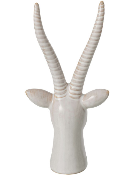 Tête d’antilope décorative porcelaine écrue 19 cm Bovec J-Line - 3
