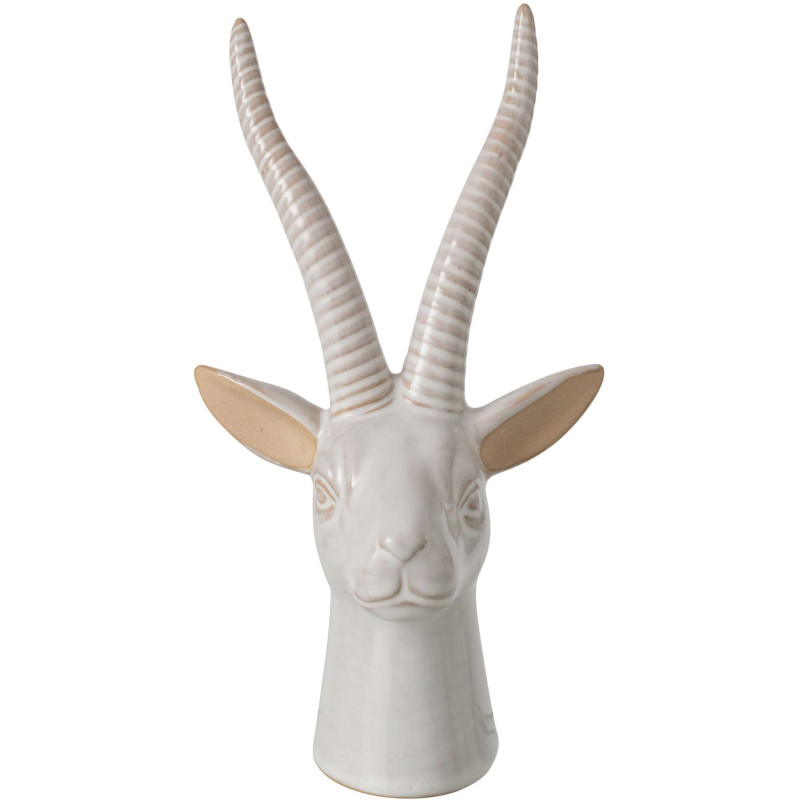Statuette tête d’antilope décorative porcelaine écrue 13x10,5x23,5 cm Bovec J-Line - 2