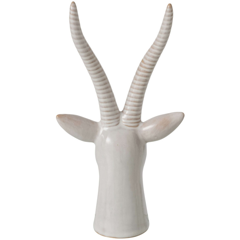 Statuette tête d’antilope décorative porcelaine écrue 13x10,5x23,5 cm Bovec J-Line - 3