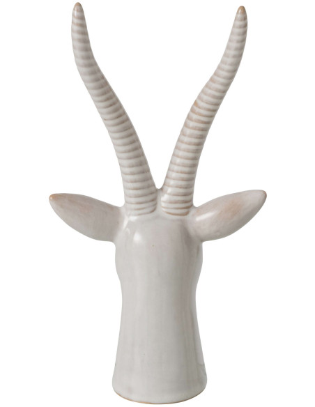 Statuette tête d’antilope décorative porcelaine écrue 13x10,5x23,5 cm Bovec J-Line - 3