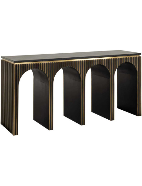Console design marbre noir et laiton 160 cm Les Arcs Richmond Interiors - 1