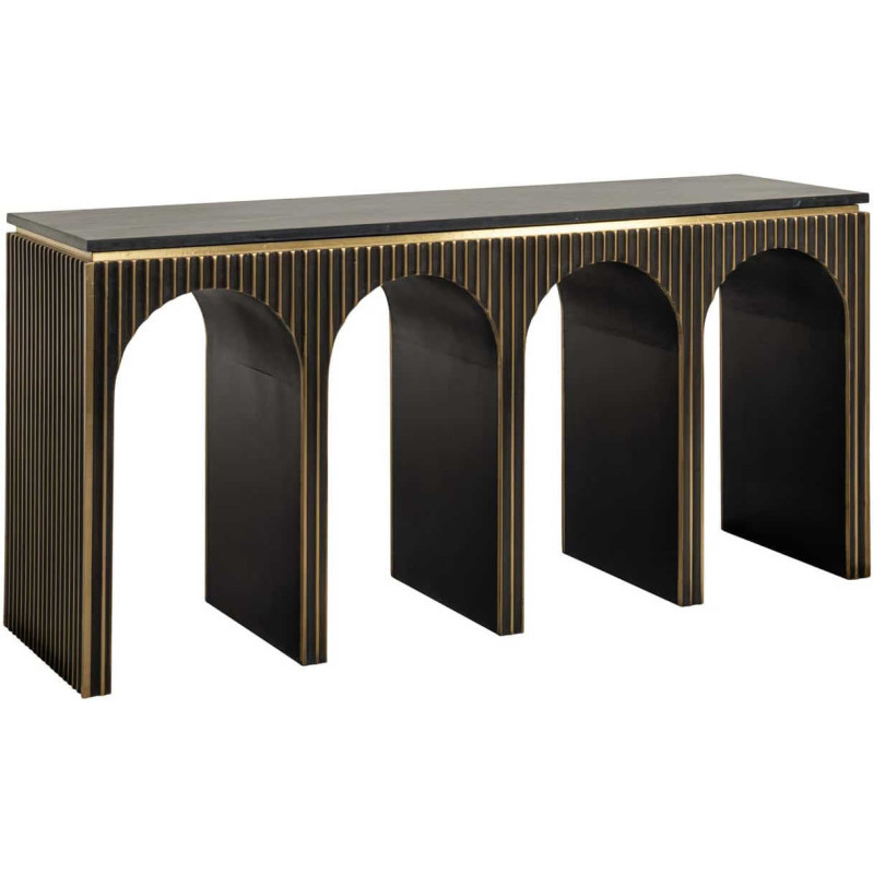Console design marbre noir et laiton 160 cm Les Arcs Richmond Interiors - 1