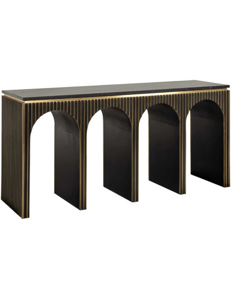 Console design marbre noir et laiton 160 cm Les Arcs Richmond Interiors - 1