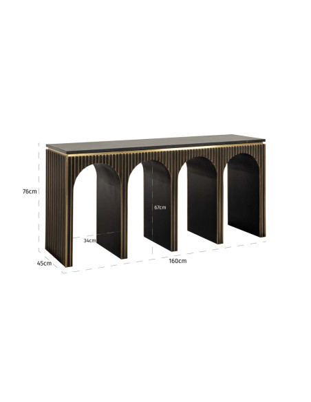 Console design marbre noir et laiton 160 cm Les Arcs Richmond Interiors - 6