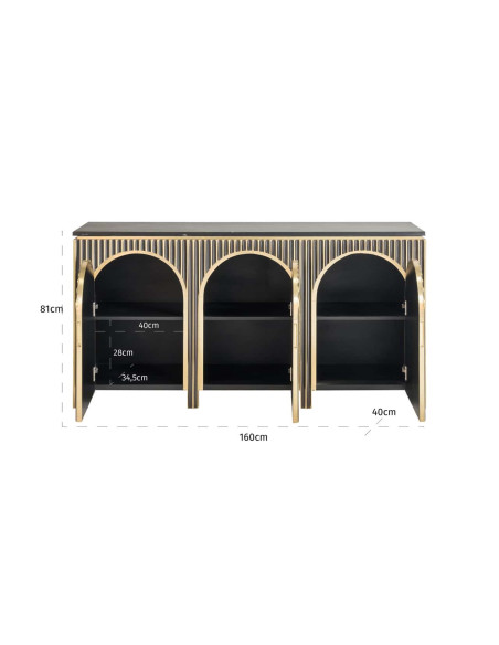 Buffet design 3 portes marbre noir doré 160 cm Les Arcs Richmond Interiors - 7
