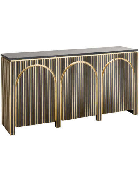 Buffet design 3 portes marbre noir doré 160 cm Les Arcs Richmond Interiors - 1