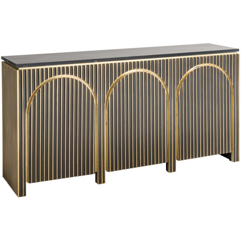Buffet design 3 portes marbre noir doré 160 cm Les Arcs Richmond Interiors - 1