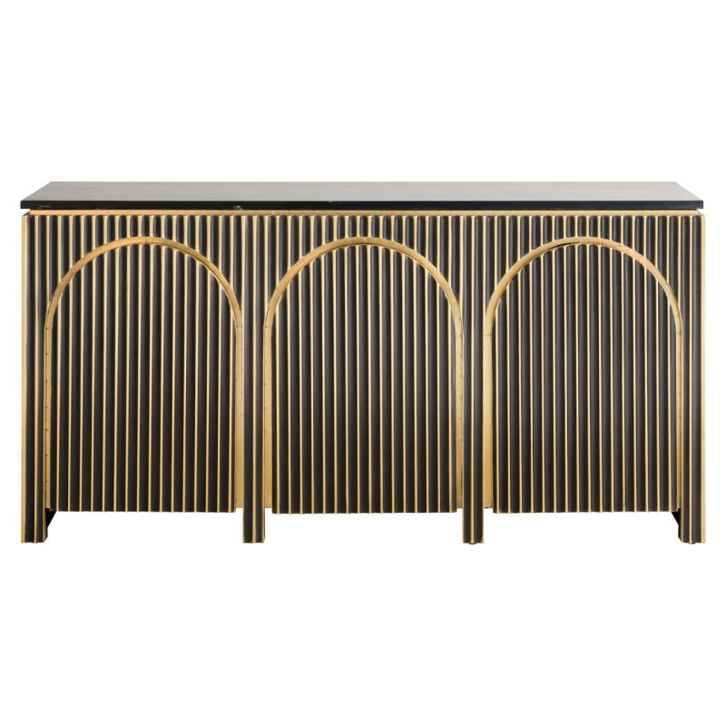 Buffet design 3 portes marbre noir doré 160 cm Les Arcs Richmond Interiors - 4