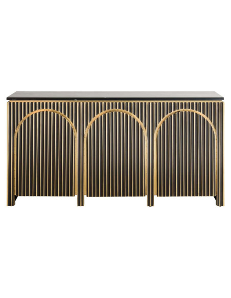 Buffet design 3 portes marbre noir doré 160 cm Les Arcs Richmond Interiors - 4