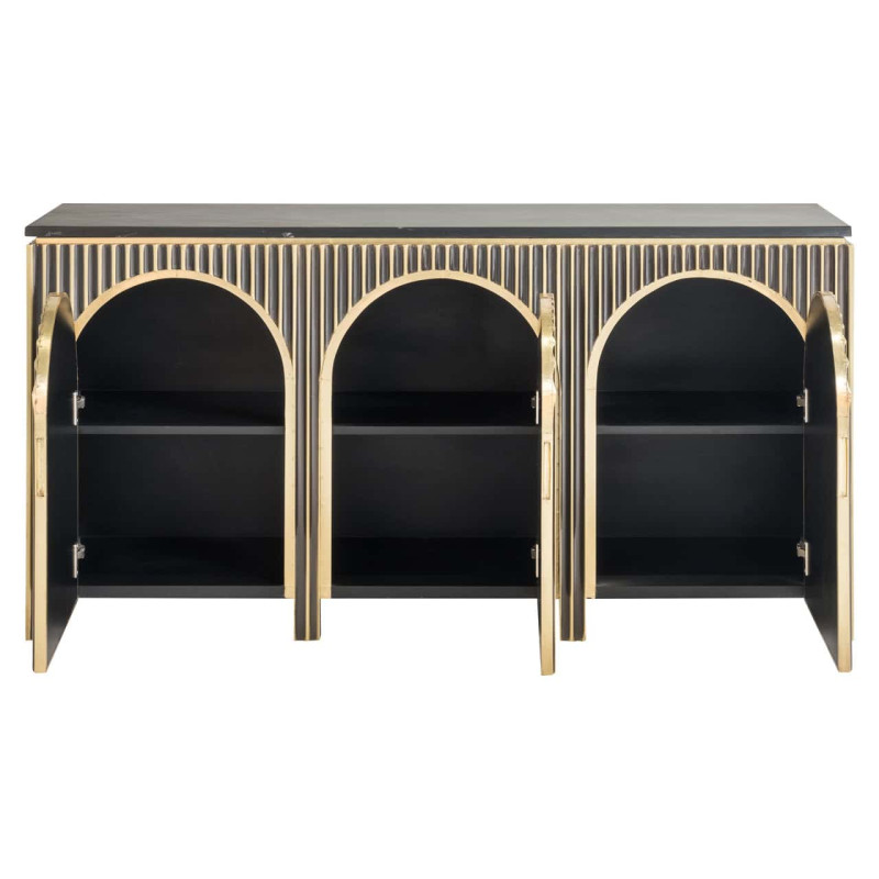Buffet design 3 portes marbre noir doré 160 cm Les Arcs Richmond Interiors - 5