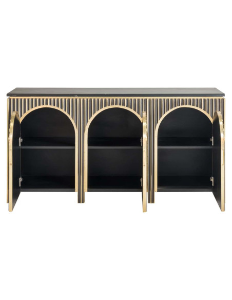 Buffet design 3 portes marbre noir doré 160 cm Les Arcs Richmond Interiors - 5