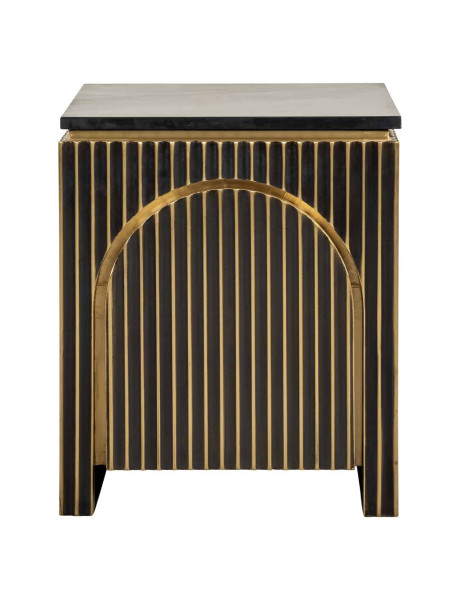 Table de chevet marbre noir doré 50x43x60 cm Les Arcs Richmond Interiors - 2