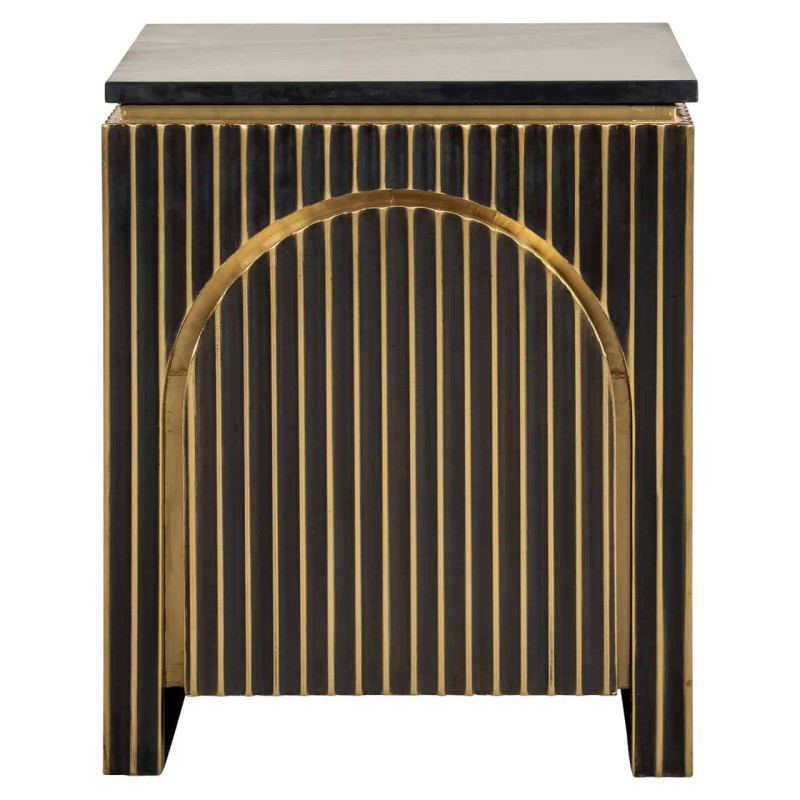 Table de chevet marbre noir doré 50x43x60 cm Les Arcs Richmond Interiors - 2
