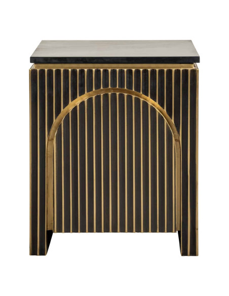 Table de chevet marbre noir doré 50x43x60 cm Les Arcs Richmond Interiors - 2