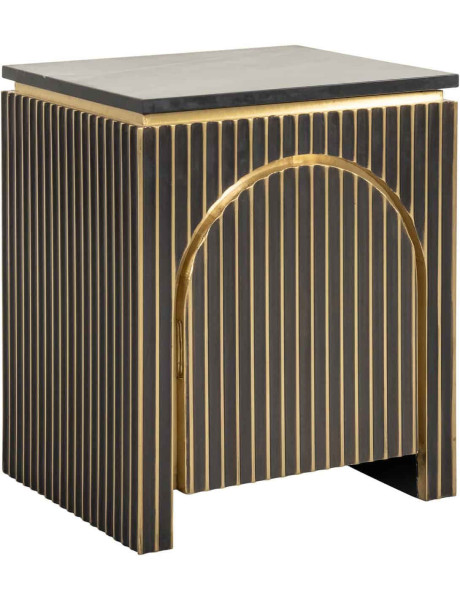Table de chevet marbre noir doré 50x43x60 cm Les Arcs Richmond Interiors - 1