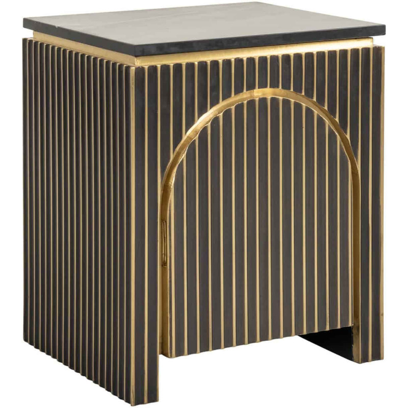 Table de chevet marbre noir doré 50x43x60 cm Les Arcs Richmond Interiors - 1