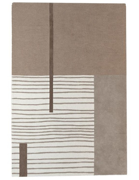 Tapis en laine graphique beige taupe 200x300 cm Nash