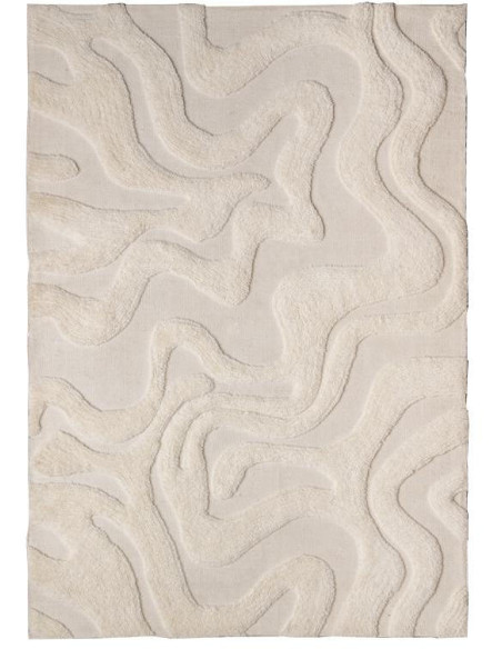 Tapis écru en laine motif relief 200x300 cm Melody