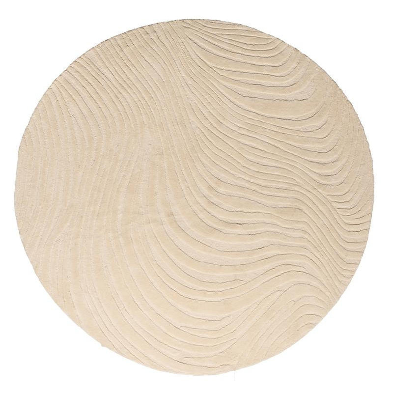 Tapis rond écru en laine motif relief 250 cm Hyden Lifestyle Home Collection - 1